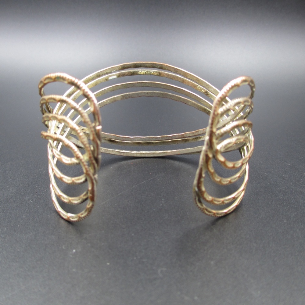 Vintage Rustic Silver & Copper Tone Cuff Bracelet - Picture 3 of 6